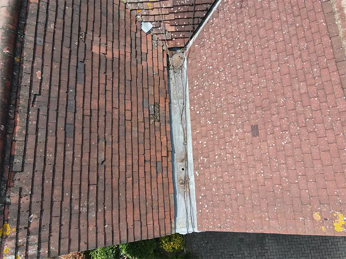 drone image of roofing work, Ruislip